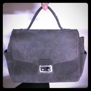 Zara Dark grey suede leather city crossbody bag